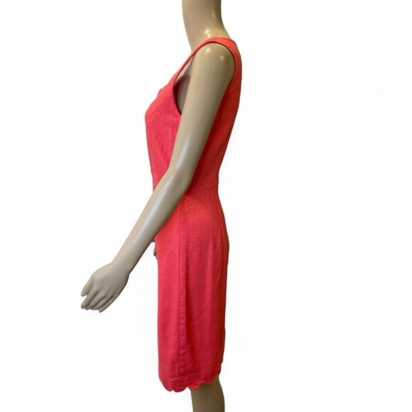 J.Crew Elegant Scalloped Edge Spring Coral Sleeveless Dress size 0 - Picture 3 of 4
